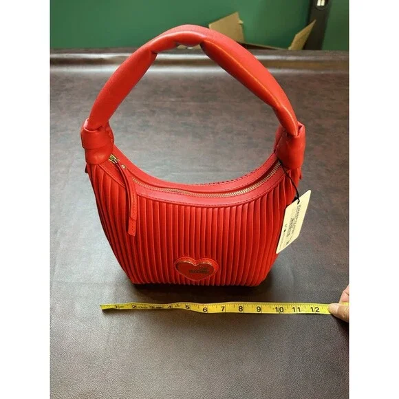 Love Moschino Red Hobo Bag Small New with Dust Bag Zip
